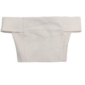Forever 21‎ Women's Small Off Shoulder Crop Top Beige Zip Back